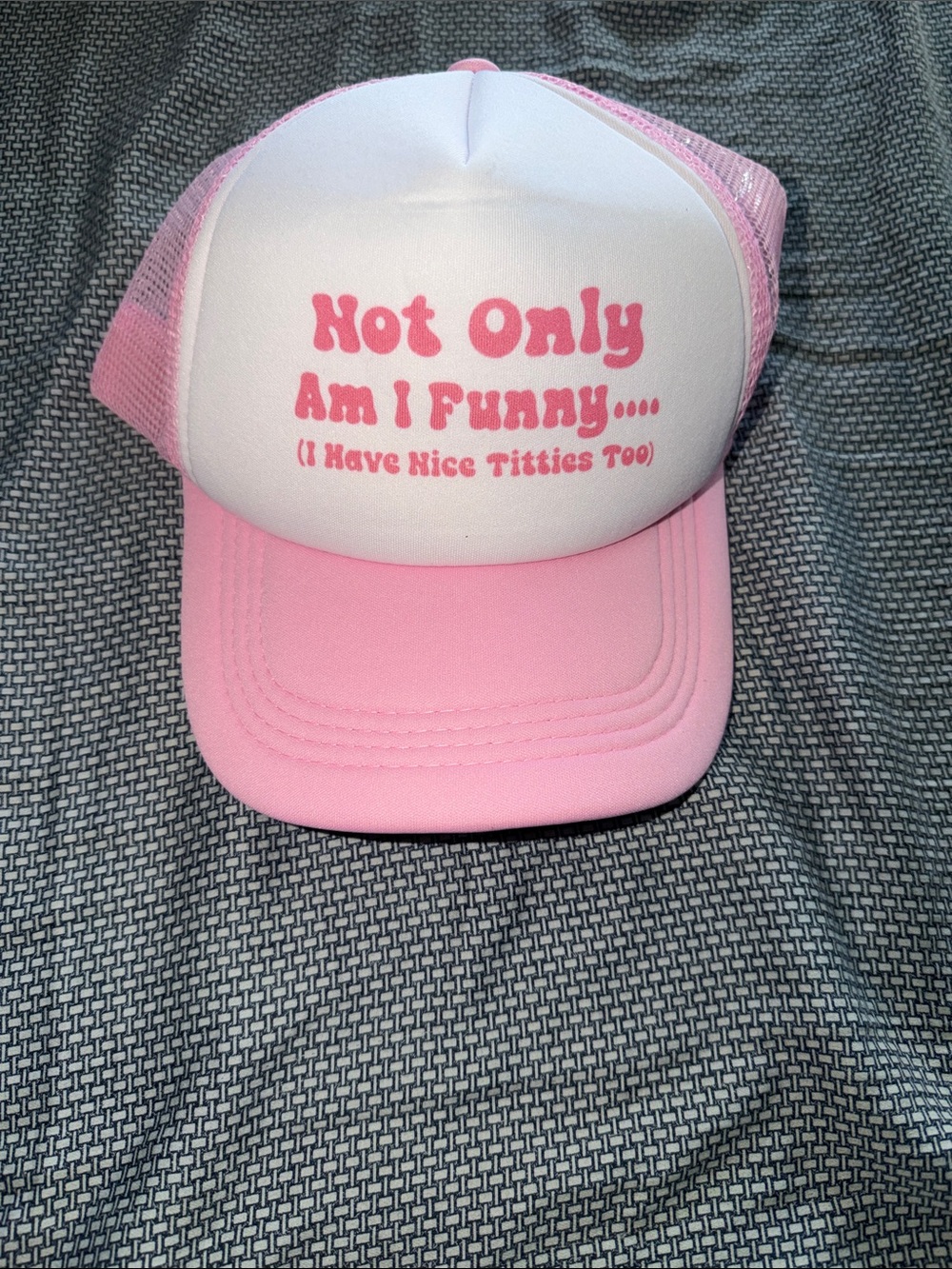 Pink 'Not Only Am I Funny' Mesh Trucker Hat
